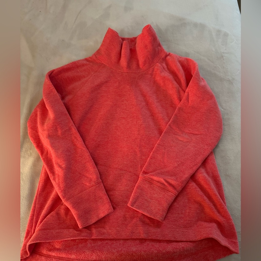 Women's Orange Mockneck Fleece Sweatshirt